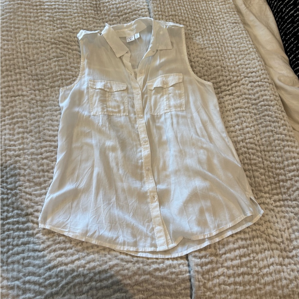 BP white sleeveless button down